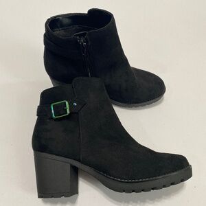 Sugar brooke Womens black heeled boots booties size 4 4m side zip ankle boots